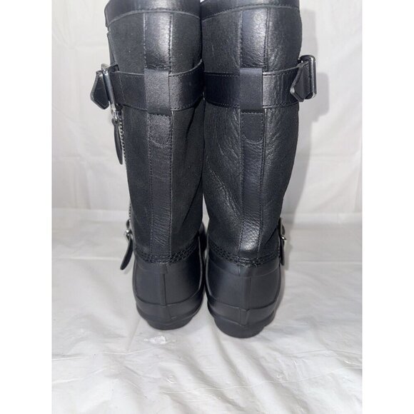 Burberry Black Claredon Shearling Riding Combat Boots Size 9 - Picture 14 of 16